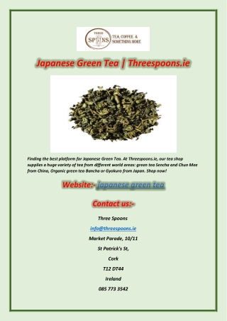 Japanese Green Tea | Threespoons.ie