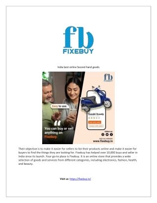 Fixebuy is India best online Second hand goods