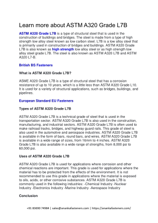 17 Learn more about ASTM A320 Grade L7B