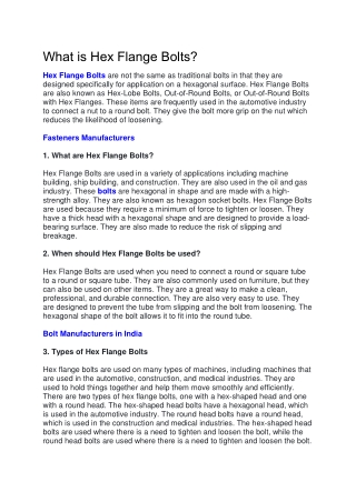 20 What is Hex Flange Bolts