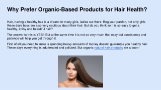 Why Prefer Organic-Based Products for Hair Health_