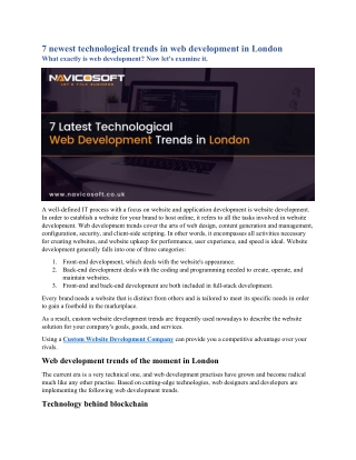 7 newest technological trends in web development in London