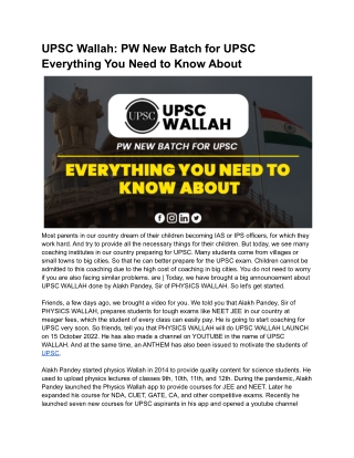 UPSC Wallah_ PW New Batch for UPSC Everything You Need to Know About