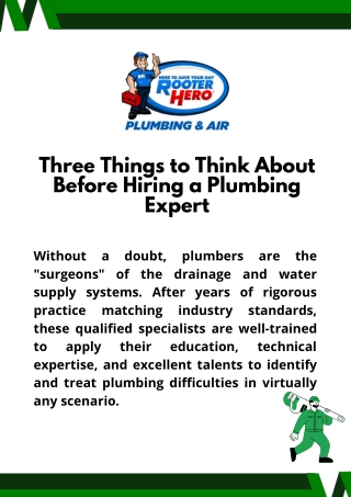 Three Things to Think About Before Hiring a Plumbing Expert