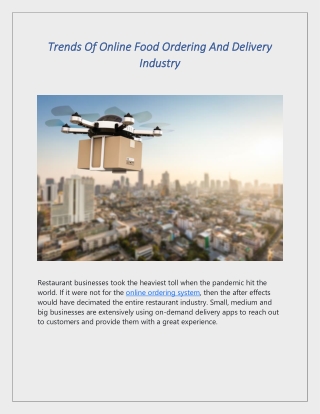Trends Of Online Food Ordering And Delivery Industry