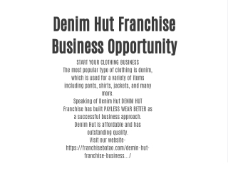 Denim Hut Franchise Business Opportunity