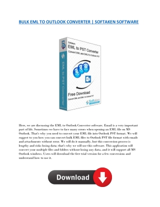 BULK EML TO OUTLOOK CONVERTER - SOFTAKEN SOFTWARE