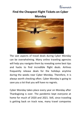 Cyber Monday Flight Deals - FaresMatch