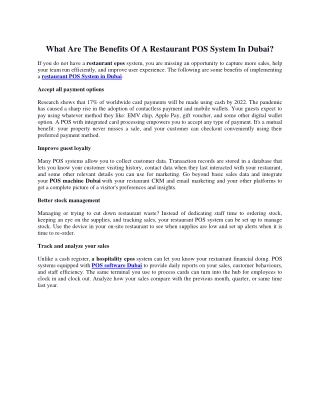 What Are The Benefits Of A Restaurant POS System In Dubai