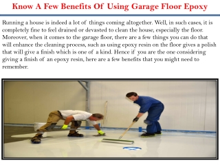 Know A Few Benefits Of Using Garage Floor Epoxy