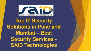 Top IT Security Solutions in Pune and Mumbai - Best Security Services