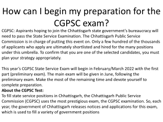 How can I begin my preparation for the CGPSC exam