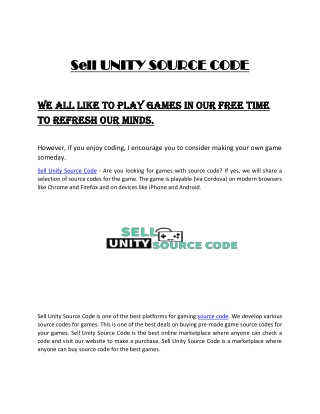 sell unity source code