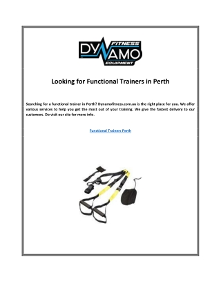 Looking for Functional Trainers in Perth