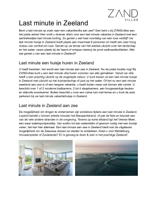 Last minute in Zeeland