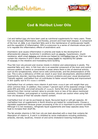 Cod & Halibut Liver Oils