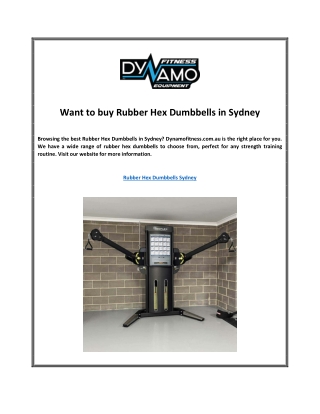 Want to buy Rubber Hex Dumbbells in Sydney