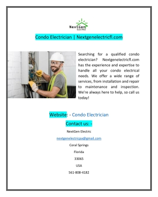 Condo Electrician Nextgenelectricfl