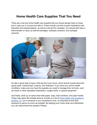 Home Health Care Supplies That You Need