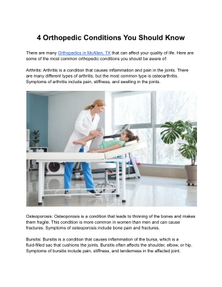 4 Orthopedic Conditions You Should Know