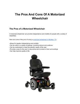 The Pros And Cons Of A Motorized Wheelchair