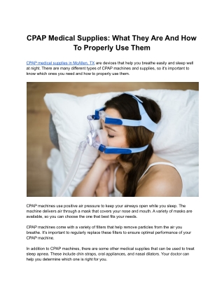 CPAP Medical Supplies: What They Are And How To Properly Use Them