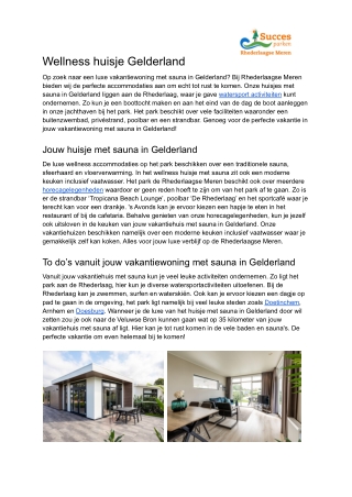 Wellness huisje Gelderland