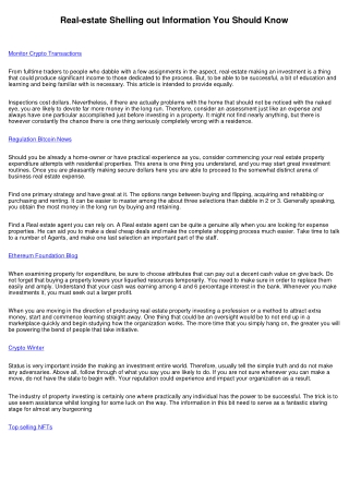 Real Estate Committing Information You Must Know