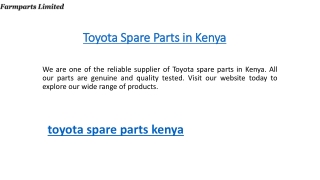 Toyota Spare Parts in Kenya  Farmparts