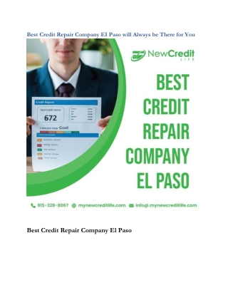Best Credit Repair Company EI Paso will Always be There for You