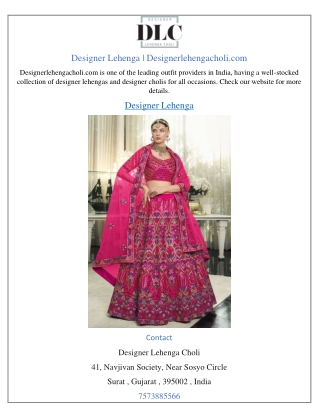 Designer Lehenga | Designerlehengacholi.com