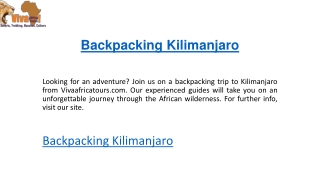 Backpacking Kilimanjaro   Vivaafricatours.com