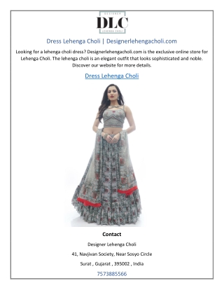 Dress Lehenga Choli | Designerlehengacholi.com
