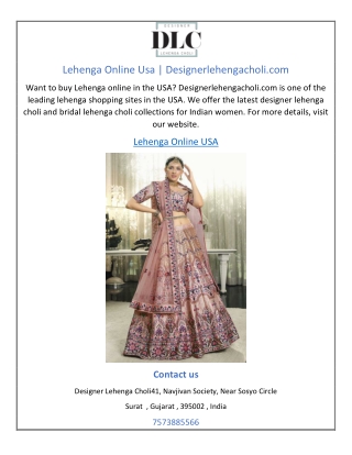 Lehenga Online Usa | Designerlehengacholi.com