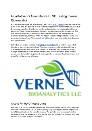 Qualitative Vs Quantitative HLVD Testing | Verne Bioanalytics