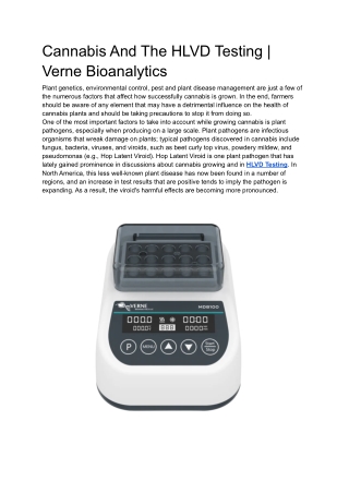 Cannabis And The HLVD Testing _ Verne Bioanalytics