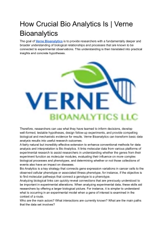 How Crucial Bio Analytics Is _ Verne Bioanalytics