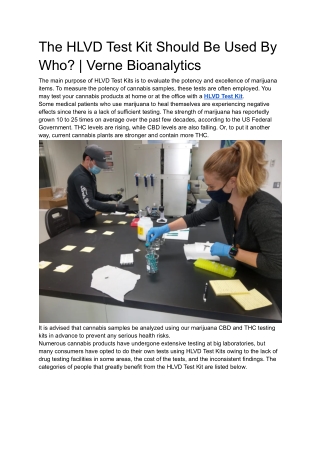 The HLVD Test Kit Should Be Used By Who_ _ Verne Bioanalytics