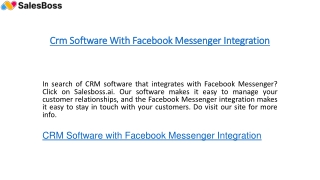 Crm Software With Facebook Messenger Integration  Salesboss.ai