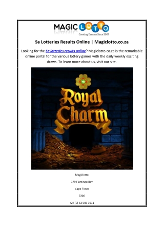 Sa Lotteries Results Online | Magiclotto.co.za