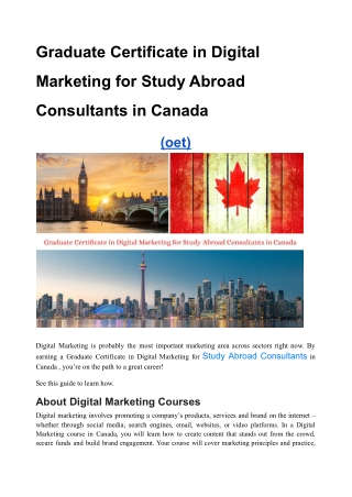 Graduate Certificate in Digital Marketing for Study Abroad Consultants in Canada