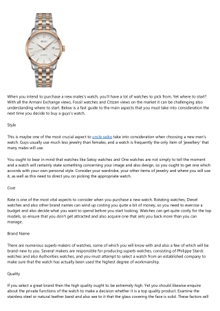 Basic Watch Acquiring Guide for Males