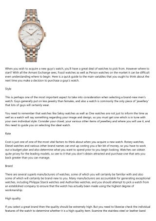 Basic Watch Purchasing Guide for Guys