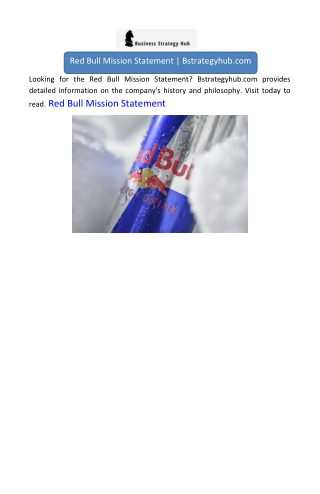 Red Bull Mission StatementRed Bull Mission Statement | Bstrategyhub.com