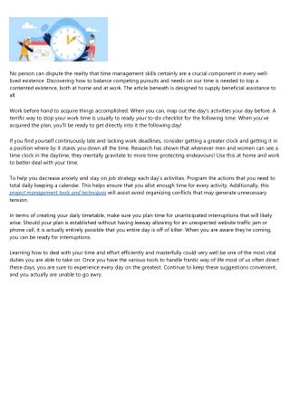 Excellent Report With A Lot Of Superb Advice Time Managing
