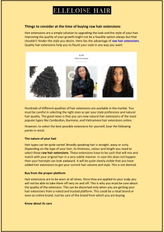 Things to consider at the time of buying raw hair extensions