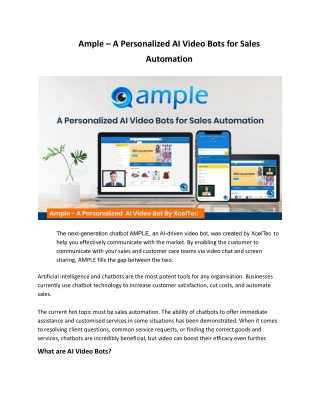 Ample – A Personalized AI Video Bots for Sales Automation