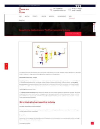 Spray Drying Applications in The Pharmaceutical Industry