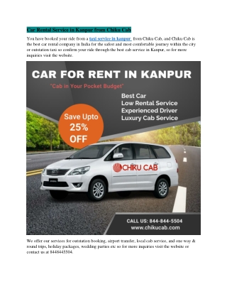 Car Rental Service in Kanpur from Chiku Cab