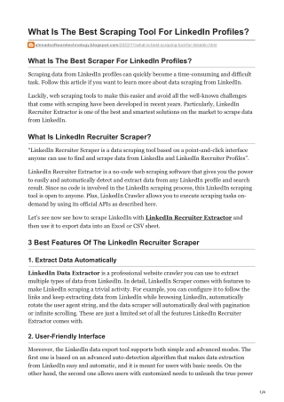 What Is The Best Scraping Tool For LinkedIn Profiles